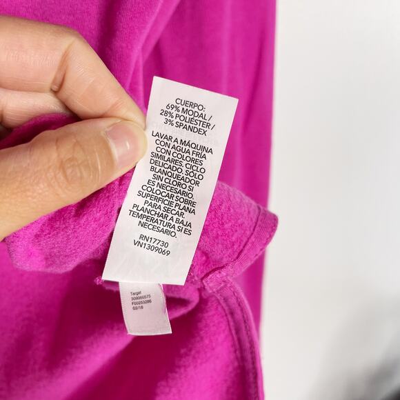 JoyLab Womens Small Bright Pink Mock Neck Side Split Lightweight Sweatshirt Top - Picture 8 of 8